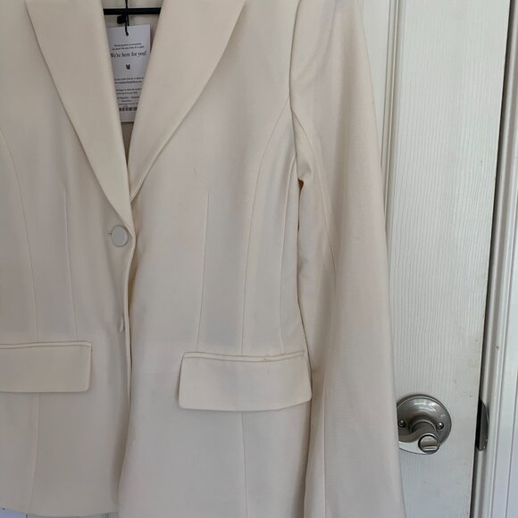 M.M. LaFleur Women's Bennett 1.0 Blazer Jacket, Wool Twill, Ivory, size 2 NWT - Picture 3 of 11